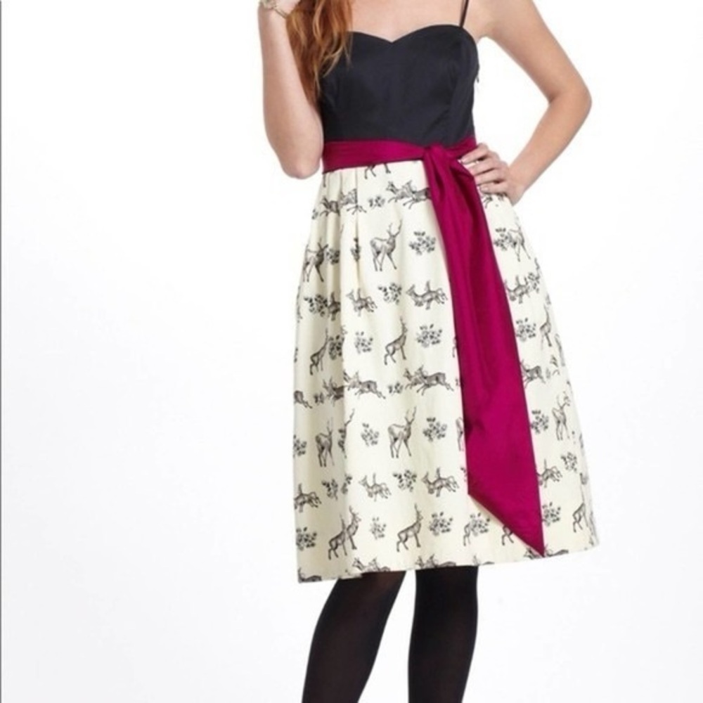 Anthropologie Deer‎ Print Strapless Dress 4